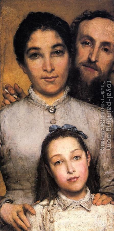 Sir Lawrence Alma-Tadema : Portrait of Aime-Jules Dalou, His Wife and Daughter
